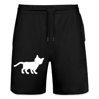 Standing Cat Silhouette Kitten Shadow Outline - Stanley/Stella Trainer Unisex Organic Jogging Shorts - black - Front - Nik (191cm) & Marisol (170cm)