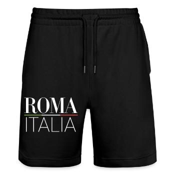 Roma - Italia - Stanley/Stella Trainer Unisex Organic Jogging Shorts - black - Front - Nik (191cm) & Marisol (170cm)