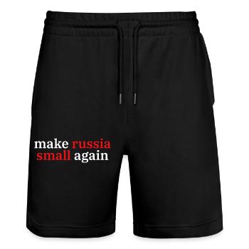 make russia small again - Stanley/Stella Unisex Bio Joggingshorts Trainer  - Schwarz - Vorne - Nik (191cm) & Marisol (170cm)