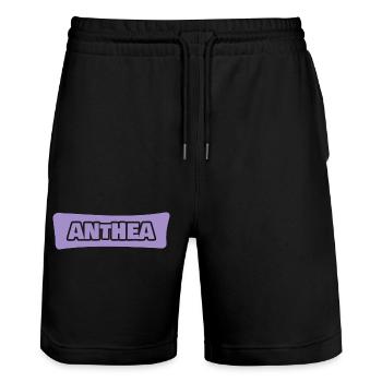 First name Anthea - Stanley/Stella Trainer Unisex Organic Jogging Shorts - black - Front - Nik (191cm) & Marisol (170cm)