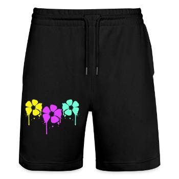 Flowers Cool Graffiti Drop Spray Spring Summer - Stanley/Stella Trainer Unisex Organic Jogging Shorts - black - Front - Nik (191cm) & Marisol (170cm)
