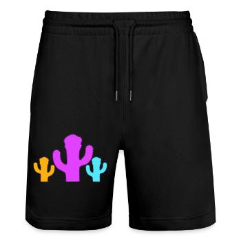 3 Bunte Kakteen Kaktus Stachelig Wüsten Stachel - Stanley/Stella Unisex Bio Joggingshorts Trainer  - Schwarz - Vorne - Nik (191cm) & Marisol (170cm)