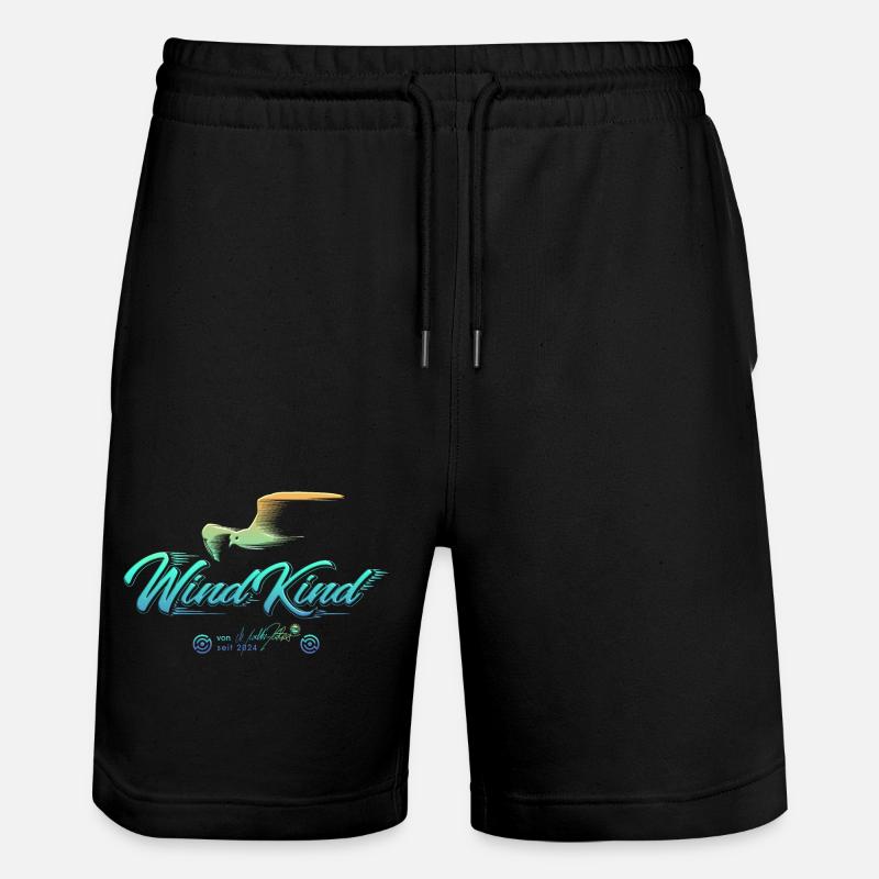 WindKind Möwe - Stanley/Stella Unisex Bio Joggingshorts Trainer  - Schwarz