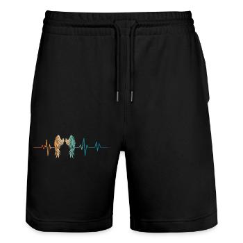 Retro Heartbeat Angel Wings - Stanley/Stella Trainer Unisex Organic Jogging Shorts - black - Front - Nik (191cm) & Marisol (170cm)