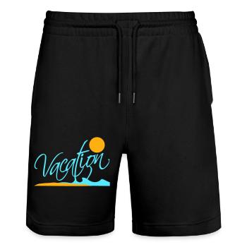 Vacances Dire Texte Soleil Plage Lettrage Logo - Short de jogging bio TRAINER Stanley/Stella unisexe - noir - Devant - Nik (191cm) & Marisol (170cm)