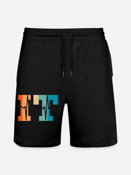 Heartbeat retro information technology - Stanley/Stella Trainer Unisex Organic Jogging Shorts - black