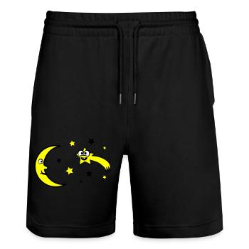 mond und sterne - Stanley/Stella Unisex Bio Joggingshorts Trainer  - Schwarz - Vorne - Nik (191cm) & Marisol (170cm)