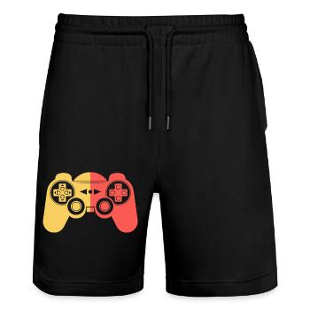 Vintage Retro Gaming Controller - Stanley/Stella Unisex Bio Joggingshorts Trainer  - Schwarz - Vorne - Nik (191cm) & Marisol (170cm)