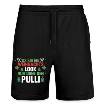 Weihnachtsmann Weihnachten Hässliche Weihnachten - Stanley/Stella Unisex Bio Joggingshorts Trainer  - Schwarz - Vorne - Nik (191cm) & Marisol (170cm)