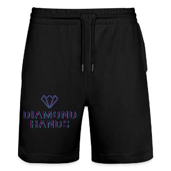 Diamond Hands - Crypto - Stanley/Stella Unisex Bio Joggingshorts Trainer  - Schwarz - Vorne - Nik (191cm) & Marisol (170cm)