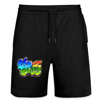 Leo Zeboss Graffiti Name - Stanley/Stella Trainer Unisex Organic Jogging Shorts - black - Front - Nik (191cm) & Marisol (170cm)