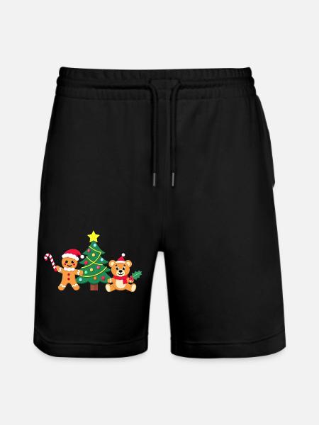 Christmas Tree Gingerbread - Santa's Friends - Stanley/Stella Trainer Unisex Organic Jogging Shorts - black