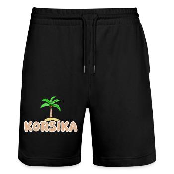 Corse - Short de jogging bio TRAINER Stanley/Stella unisexe - noir - Devant - Nik (191cm) & Marisol (170cm)