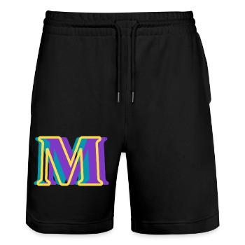 Lettre m multicolore - Short de jogging bio TRAINER Stanley/Stella unisexe - noir - Devant - Nik (191cm) & Marisol (170cm)