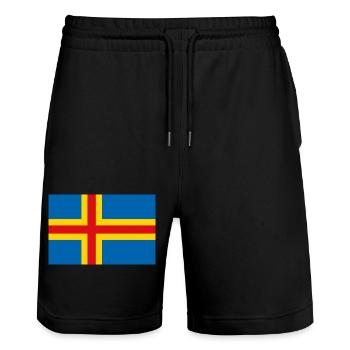 Åland Islands - Stanley/Stella Trainer Unisex Organic Jogging Shorts - black - Front - Nik (191cm) & Marisol (170cm)