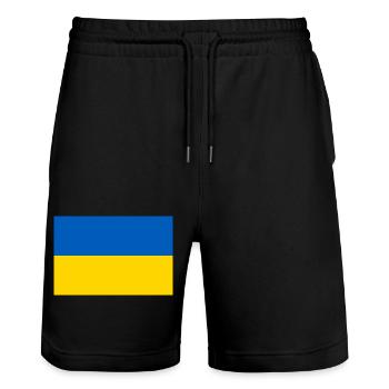 Ukraine - Stanley/Stella Trainer Unisex Organic Jogging Shorts - black - Front - Nik (191cm) & Marisol (170cm)