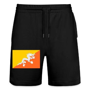 Bhutan - Stanley/Stella Trainer Unisex Organic Jogging Shorts - black - Front - Nik (191cm) & Marisol (170cm)