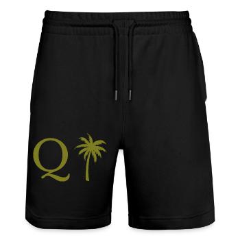 Lettre q vert Palm - Short de jogging bio TRAINER Stanley/Stella unisexe - noir - Devant - Nik (191cm) & Marisol (170cm)