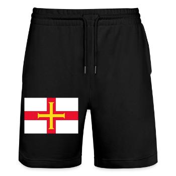 Guernsey - Stanley/Stella Trainer Unisex Organic Jogging Shorts - black - Front - Nik (191cm) & Marisol (170cm)