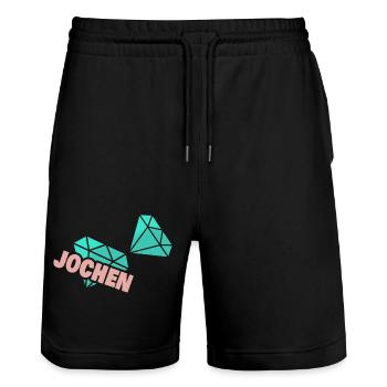 Jochen als Papa - Stanley/Stella Unisex Bio Joggingshorts Trainer  - Schwarz - Vorne - Nik (191cm) & Marisol (170cm)