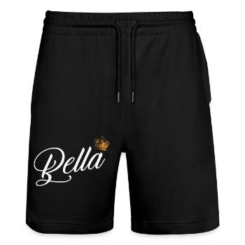 Bella Name für Frauen Kinder Kleinkinder - Bella Custom - Stanley/Stella Unisex Bio Joggingshorts Trainer  - Schwarz - Vorne - Nik (191cm) & Marisol (170cm)