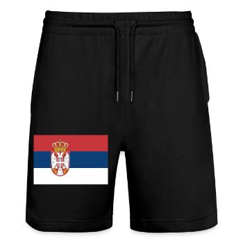 Serbie - Short de jogging bio TRAINER Stanley/Stella unisexe - noir - Devant - Nik (191cm) & Marisol (170cm)