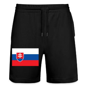 Slowakei - Stanley/Stella Unisex Bio Joggingshorts Trainer  - Schwarz - Vorne - Nik (191cm) & Marisol (170cm)