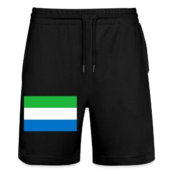 Sierra Leone - Stanley/Stella Trainer Unisex Organic Jogging Shorts - black - Front - Nik (191cm) & Marisol (170cm)