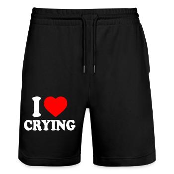 i love crying - Stanley/Stella Trainer Unisex Organic Jogging Shorts - black - Front - Nik (191cm) & Marisol (170cm)