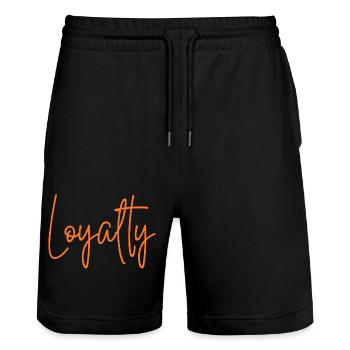 Loyalty - Stanley/Stella Trainer Unisex Organic Jogging Shorts - black - Front - Nik (191cm) & Marisol (170cm)