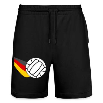Handball players Germany flag handball - Stanley/Stella Trainer Unisex Organic Jogging Shorts - black - Front - Nik (191cm) & Marisol (170cm)