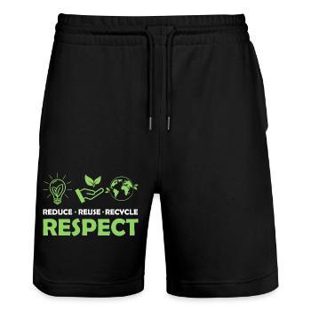 Réduire, Réutiliser, Recycler, Respecter, Planète, Environnemental - Short de jogging bio TRAINER Stanley/Stella unisexe - noir - Devant - Nik (191cm) & Marisol (170cm)