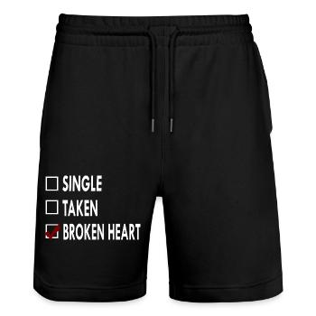 SINGLE BROKEN HEART - Stanley/Stella Trainer Unisex Organic Jogging Shorts - black - Front - Nik (191cm) & Marisol (170cm)