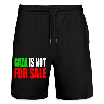 gaza is not for sale - Stanley/Stella Trainer Unisex Organic Jogging Shorts - black - Front - Nik (191cm) & Marisol (170cm)