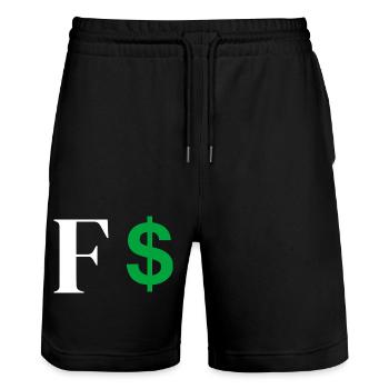 Buchstabe f Dollar - Stanley/Stella Unisex Bio Joggingshorts Trainer  - Schwarz - Vorne - Nik (191cm) & Marisol (170cm)