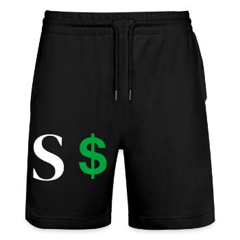 Letter s dollar - Stanley/Stella Trainer Unisex Organic Jogging Shorts - black - Front - Nik (191cm) & Marisol (170cm)