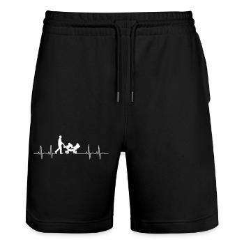 Heartbeat Stroller Gemini Cardiogram - Stanley/Stella Trainer Unisex Organic Jogging Shorts - black - Front - Nik (191cm) & Marisol (170cm)