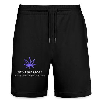 420 still legal - Stanley/Stella Unisex Bio Joggingshorts Trainer  - Schwarz - Vorne - Nik (191cm) & Marisol (170cm)