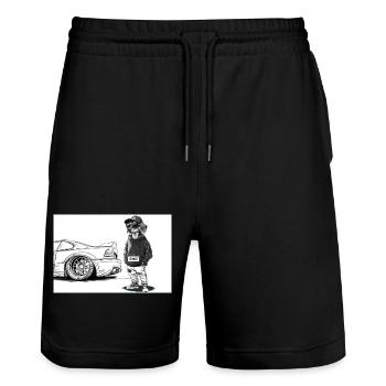 Tuner Dackel - Stanley/Stella Unisex Bio Joggingshorts Trainer  - Schwarz - Vorne - Nik (191cm) & Marisol (170cm)