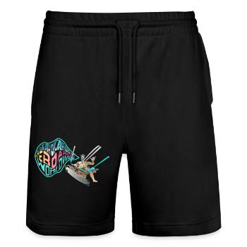 Kitesurf bigair dans le monde entier - Short de jogging bio TRAINER Stanley/Stella unisexe - noir - Devant - Nik (191cm) & Marisol (170cm)