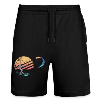 Go Kite - Stanley/Stella Unisex Bio Joggingshorts Trainer  - Schwarz - Vorne - Nik (191cm) & Marisol (170cm)