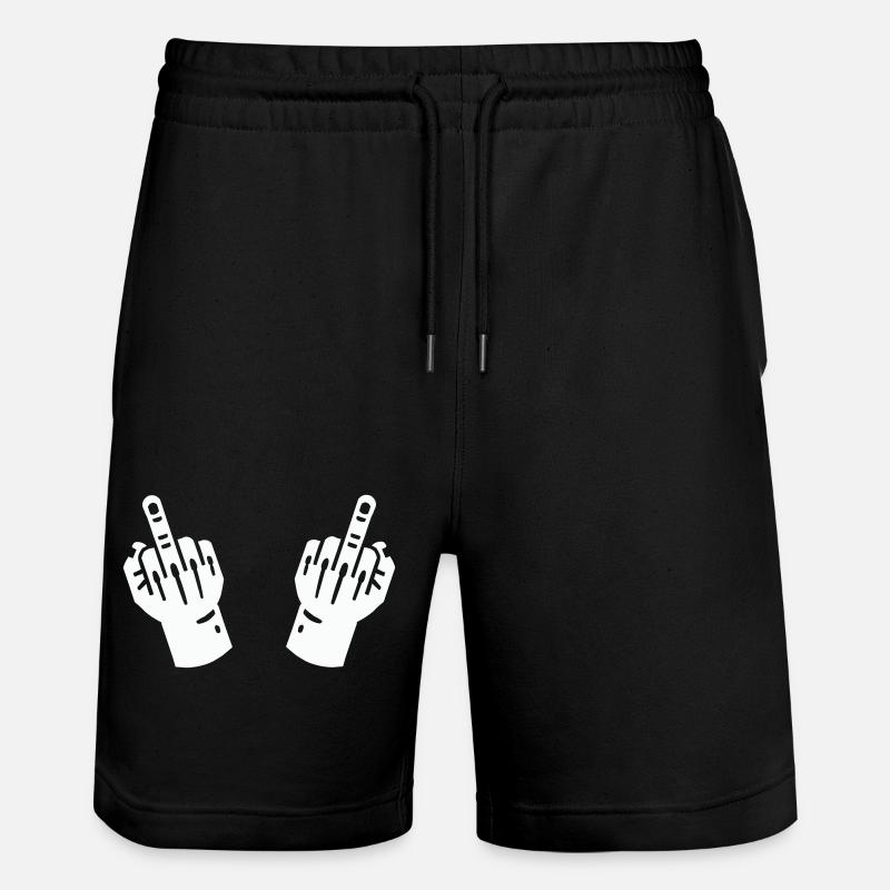 mittelfinger hand 2 - Stanley/Stella Unisex Bio Joggingshorts Trainer  - Schwarz