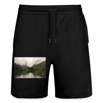 More in the clouds - Stanley/Stella Trainer Unisex Organic Jogging Shorts - black - Front - Nik (191cm) & Marisol (170cm)