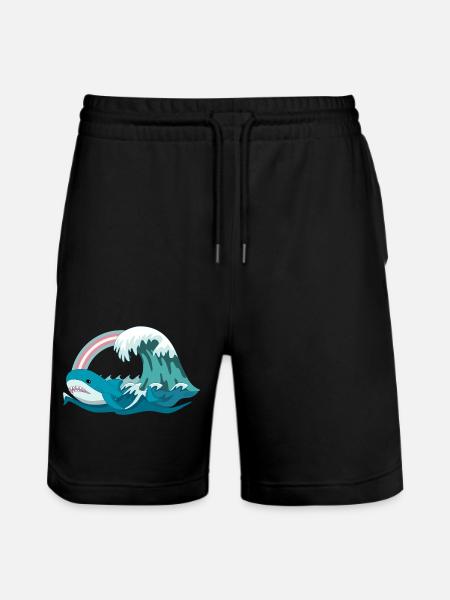 Pride Blahaj Pastel Rainbow - Stanley/Stella Trainer Unisex Organic Jogging Shorts - black