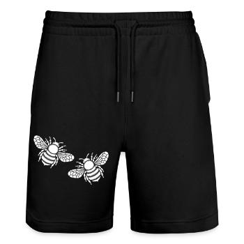 biene 2 - Stanley/Stella Unisex Bio Joggingshorts Trainer  - Schwarz - Vorne - Nik (191cm) & Marisol (170cm)