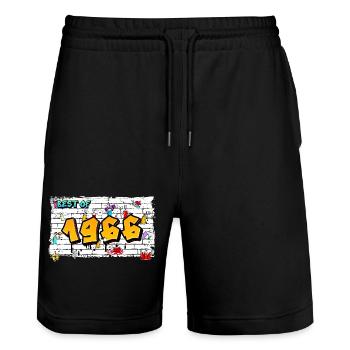 Retro Rebel 1966 Graffiti – 59 Jahre Urban - Stanley/Stella Unisex Bio Joggingshorts Trainer  - Schwarz - Vorne - Nik (191cm) & Marisol (170cm)