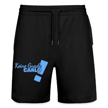 Geschenk für Carlo - Stanley/Stella Unisex Bio Joggingshorts Trainer  - Schwarz - Vorne - Nik (191cm) & Marisol (170cm)