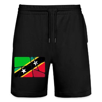 Land Flagge St. Kitts und Nevis - Stanley/Stella Unisex Bio Joggingshorts Trainer  - Schwarz - Vorne - Nik (191cm) & Marisol (170cm)