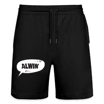 Geschenk für Alwin - Stanley/Stella Unisex Bio Joggingshorts Trainer  - Schwarz - Vorne - Nik (191cm) & Marisol (170cm)