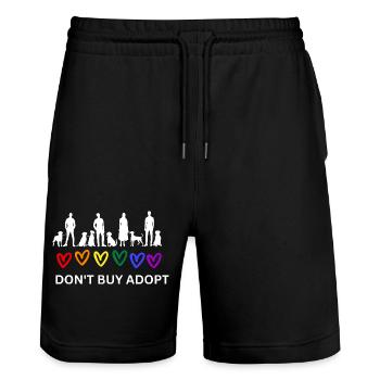 Don't Buy Adopt (Menschen, Haustiere, Herzen) dunkel - Stanley/Stella Unisex Bio Joggingshorts Trainer  - Schwarz - Vorne - Nik (191cm) & Marisol (170cm)
